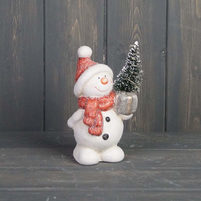 Snowman Holding A Light Up Tree to the right detail page